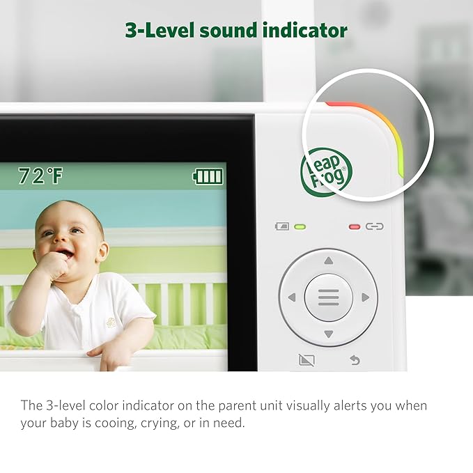 LeapFrog LF2415 Baby Monitor, 5” IPS LCD Screen, 1000ft Range, Night Vision, Soothing Lullabies, NightLight, 2-Way Audio, Temperature Sensor, SecureTransmission No WiFi