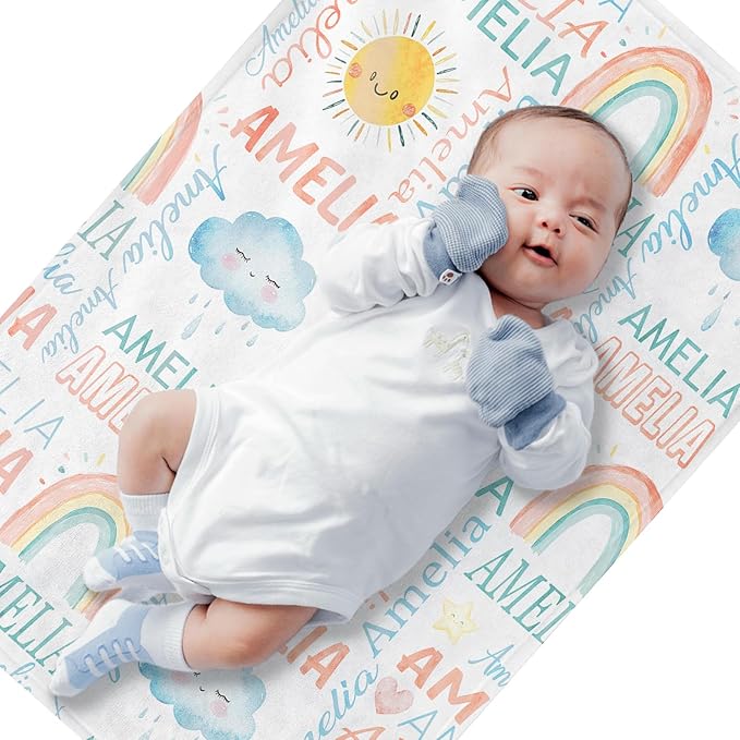 Personalized Baby Blanket - Custom Name for Girls and Boys, Super Soft Plush Fleece, Personalized Gifts for Newborns