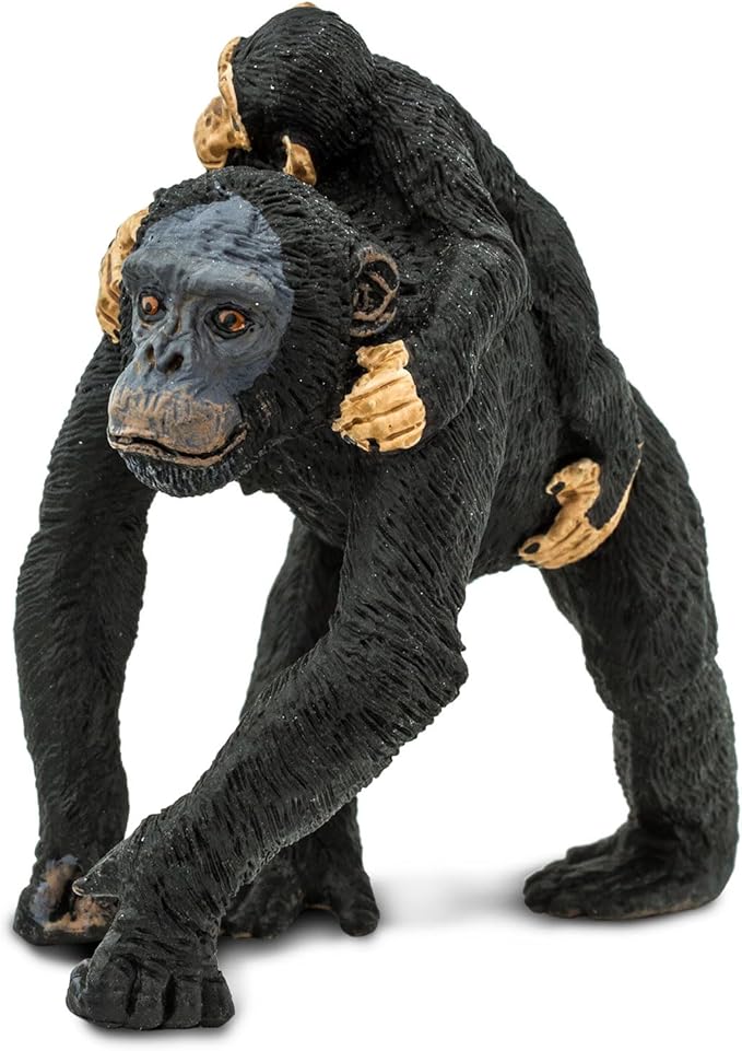 Safari Ltd. Chimpanzee with Baby Figurine - Realistic 3.2" Wildlife Figure - Educational Toy for Boys, Girls, and Kids Ages 3+