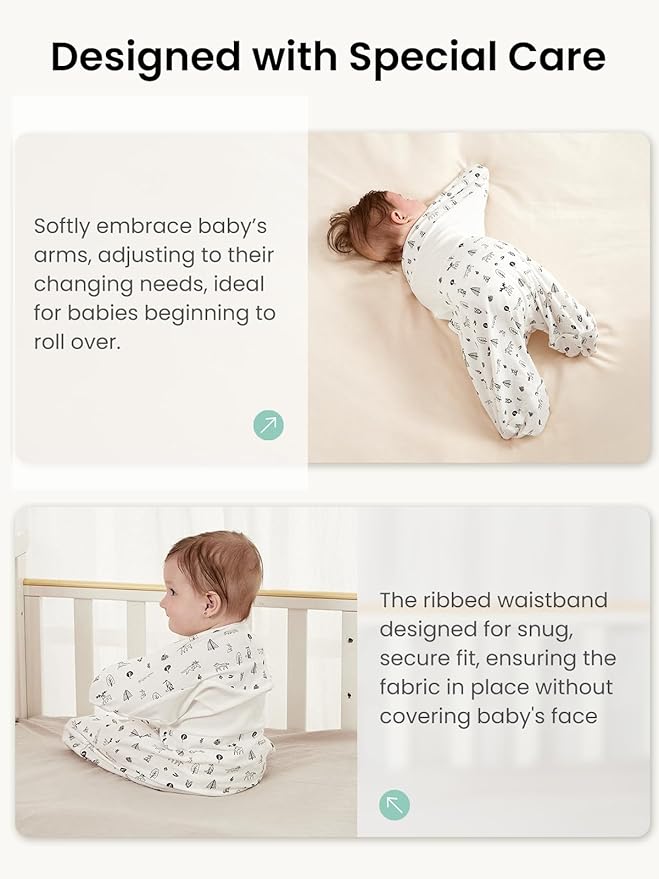 GROWNSY Transitional Swaddle Sleep Sack 6-12 Months, Starfish Design Baby Swaddle Sack, Dual-Zipper for Easy Diaper Changes, Proper Hip Development & Openable Foot Button, 19-27 lbs, Munchkin Forest