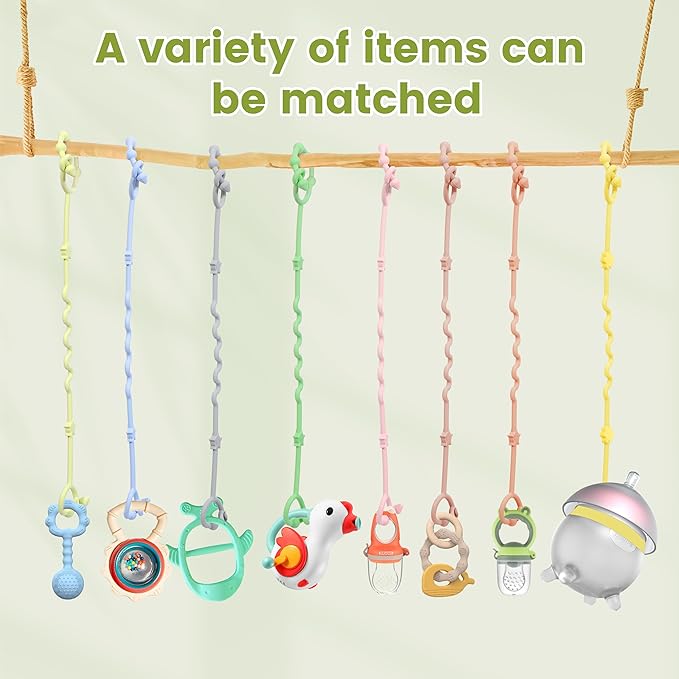 RTMOK Toy Straps for Baby,Silicone Setpacifier Clip,Applies to Car Seat Toy,Teether Toy,High Chair,Stroller Accessories,Baby Toy Clips,Cribs,Rocking Chair ﻿