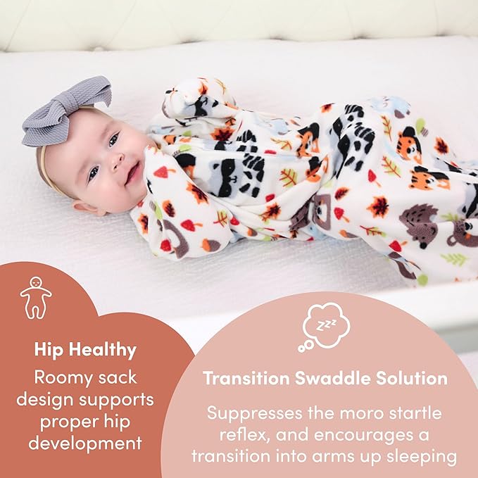 SleepingBaby Zipadee-Zip Transition Swaddle - Cozy Fleece Wearable Blanket with Two-Way Zipper for Baby Sleep - Fleece Basil, Small (4-8 Month)