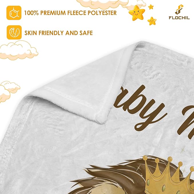 Personalized Baby Blankets, Custom Baby Blanket - Baby Blanket with Name for Boys, Best Gift for Baby, Newborn Elephants Flush Fleece (30x40) (Lion 2)