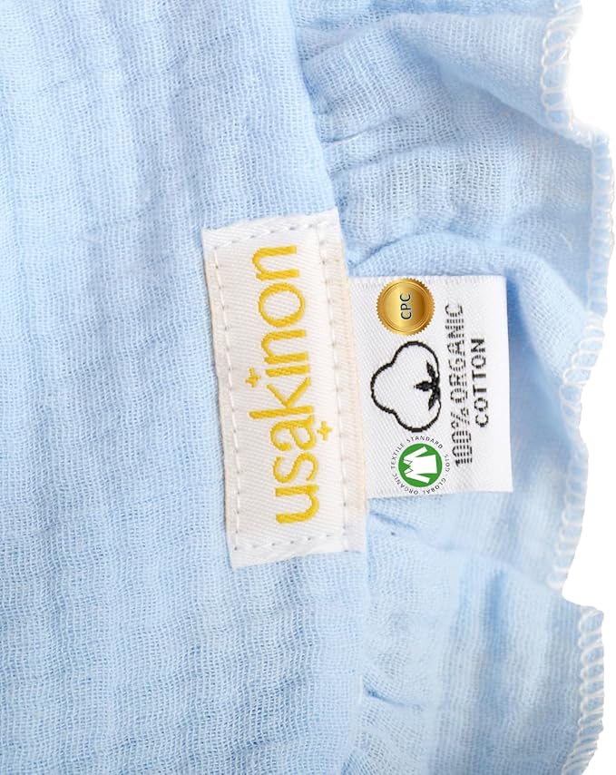 usakinon® 100% Organic Muslin Cotton Baby Bibs 2 Pack – Soft, Absorbent & Safe Newborn Essentials, CPC Certified