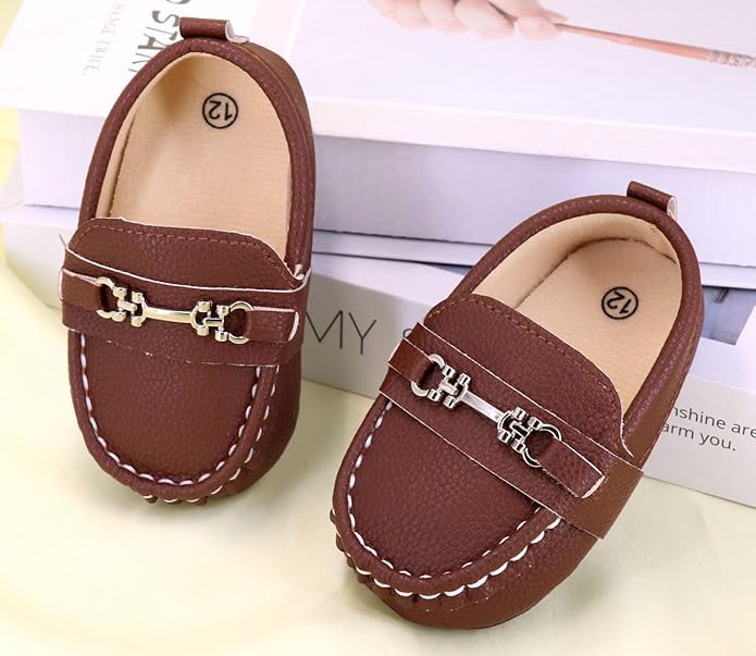 LONSOEN Baby Girls Boys Loafers Prewalker Dress Crib Shoes
