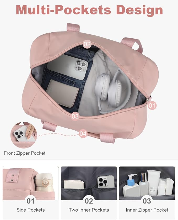 Travel Duffle Bag, Waterproof Weekender Overnight Hospital Bags for Women Men with Toiletry Bag Lightweight Carry on Personal Item Duffle Gym Bag for Travel, Airplanes, Sports