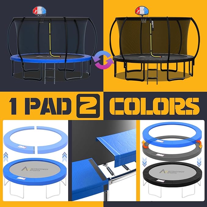 Trampoline Pad Replacement Trampoline Mat Replacement Padding Safety Pad Spring Cover Round Spring Cover with No Holes 10 Ft 12 ft 13 ft 14 ft 15 ft Black Blue Pink Green