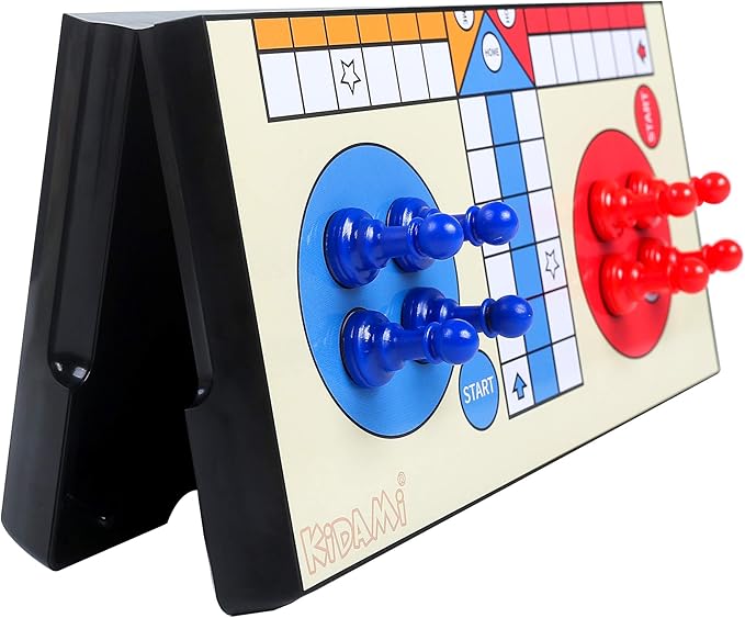 KIDAMI Ludo Magnetic Board Game Set, Folding and Light-Weight for Carrying, Gift for All Age (9.5 X 9.5 inches)