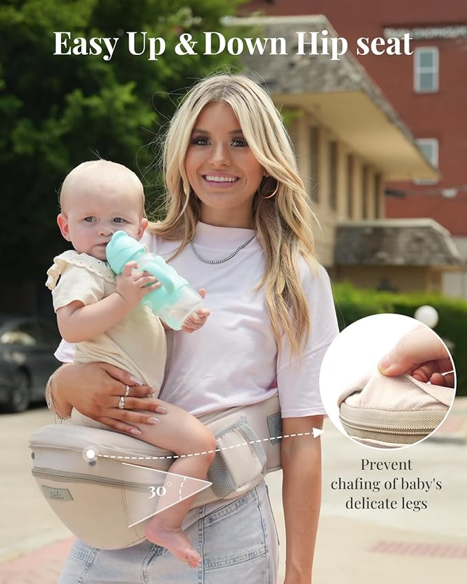 MOMTORY StowNGO Pro Baby Carrier, Safety-Certified 6-in-1 Baby Carrier Newborn to Toddler, Detachable Baby Holder Carrier with Hip Seat, Ergonomic Cozy Baby Body Carrier for 7-50lbs, Khaki