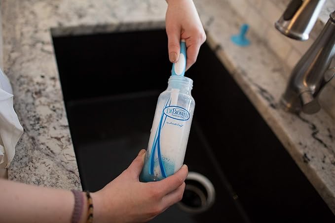 Dr. Brown's Reusable Sponge Baby Bottle Cleaning Brush with Suction Cup Stand, Scrubber and Nipple Cleaner, Assorted Color 12-Pack