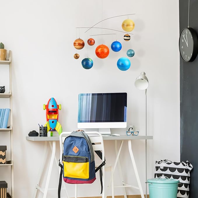 3D Solar System Mobile Hanging Planets Solar System Decor Educational Planets Model Large Space Nursery Decor for Boys Girl Space Themed Gift