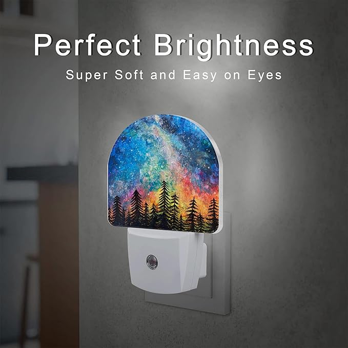 Northern Lights and Forest Night Light for Kids,Milky Way Galaxy Trees Night Light Plug in with Dusk to Dawn Sensor,0.5w Energy Saving Nightlight for Hallway Stairway Kitchen Bedroom