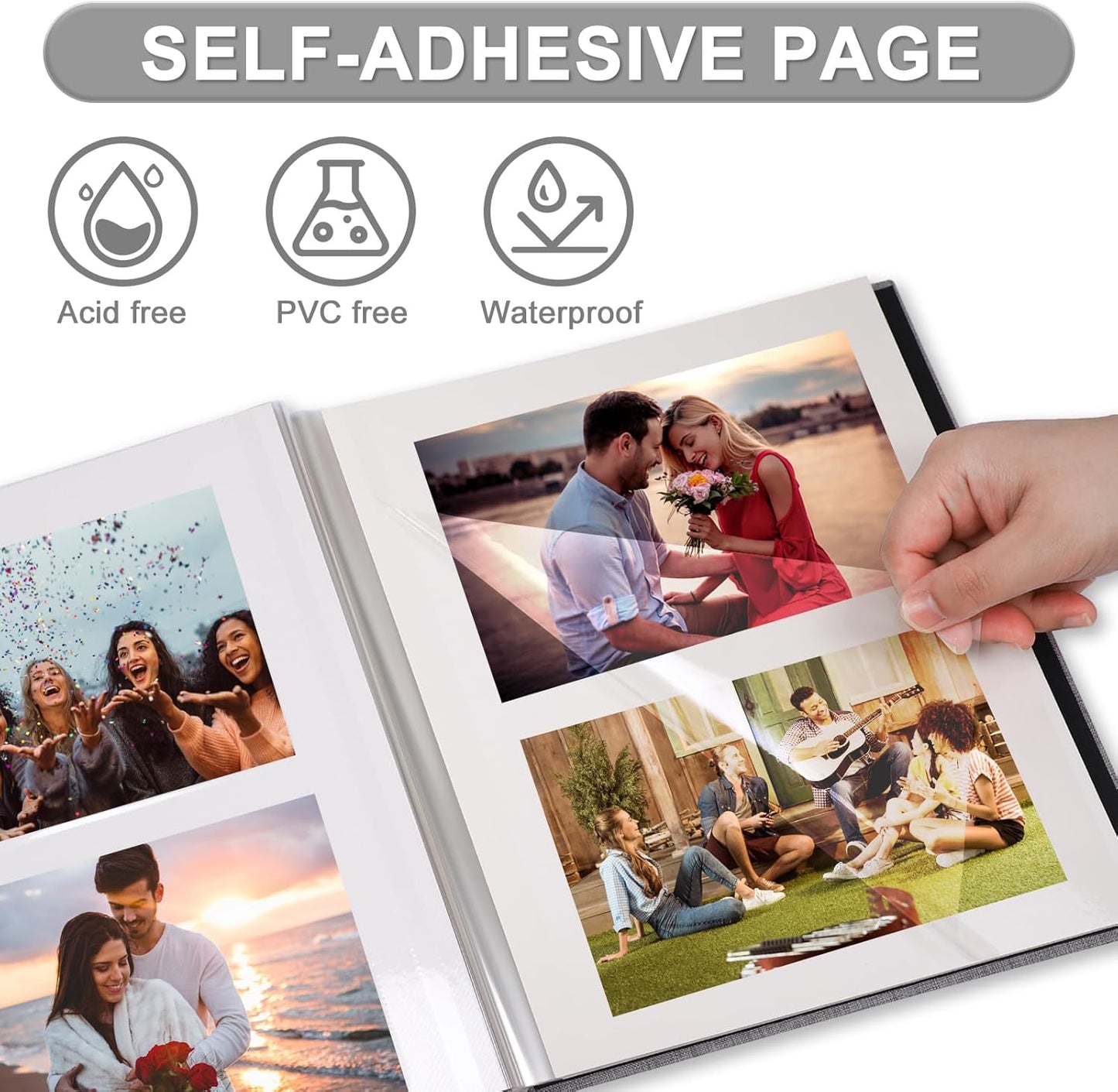 Photo Album Self Adhesive Pages Scrapbook Magnetic Photo Albums for 4x6 5x7 8x10 Pictures Sticky Pages Books for Baby Family Wedding 13.2x12.8 GrassGreen 60 Pages