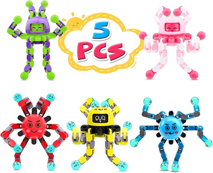 Transformable Fidget Spinner Toys for Kids and Adults,5 PCS Finger Sensory Toy for Boys Girls Autism ADHD Relief,Gifts for Chrismas Birthdays Party Favors for Teens Travel Stocking Stuffers