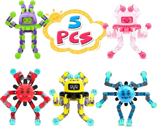 Transformable Fidget Spinner Toys for Kids and Adults,5 PCS Finger Sensory Toy for Boys Girls Autism ADHD Relief,Gifts for Chrismas Birthdays Party Favors for Teens Travel Stocking Stuffers