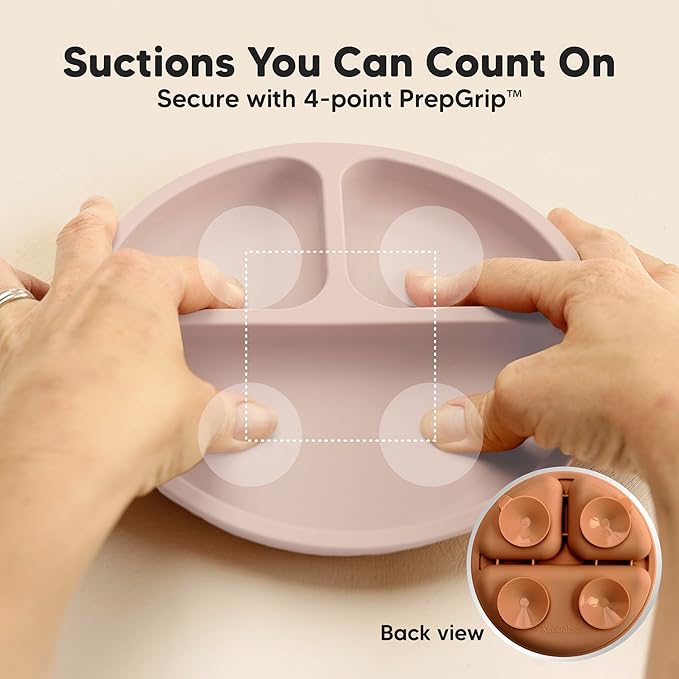 KeaBabies Suction Plates for Baby, Toddler - 3-Pack 100% Silicone Toddler Plates with Suction, Divided, BPA-Free Baby Led Weaning Essentials for Kids, Dishwasher, Microwave Safe, Durable (Dusk)