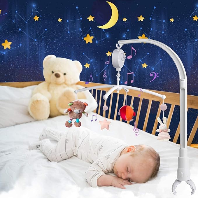 23 Inch Baby Crib Mobile Arm with Music Box Spin Motor,Nursery Decor Hanger-DIY Toy Decoration Bracket