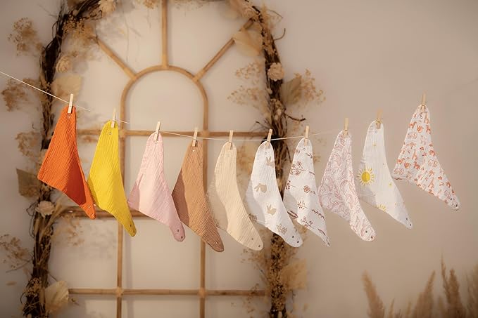 Muslin Baby bibs for drooling and teething, 100% cotton, Bibs for baby girl, Muslin bibs for boys (8 Pack)