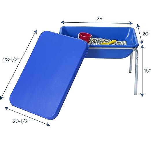 Children's Factory 18" Small Sensory Table, Sandbox with Lid, Water Table for Kids, Blue