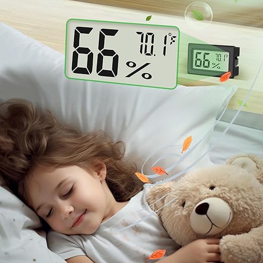 6-Pack Mini Hygrometer Indoor Humidity Meter, Mini Digital Thermometer Humidity Gauge Meter, Indoor Thermometer Hygrometer Monitor Fahrenheit (℉) for Reptile Thermostat, Jars Reptile, Fridge