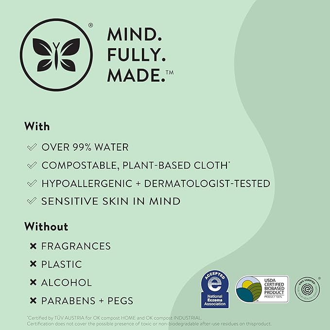 The Honest Company Clean Conscious Multi-Use Wipes, Unscented Hypoallergenic Baby Wipes for Sensitive Skin, 99% Water Plant-Based Compostable Wipes, Rose Blossom, 576 Count