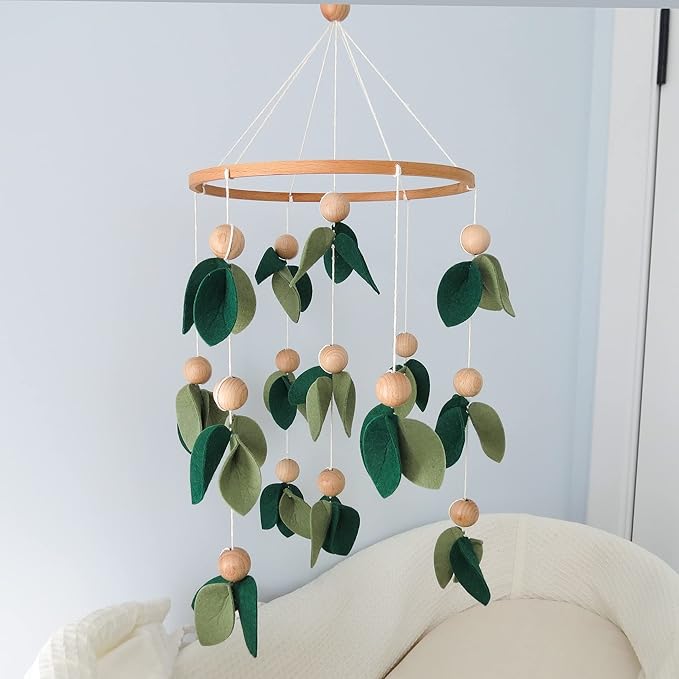 Green Leaf Crib Mobile, Forest Crib Mobile for Boys & Girls, Forest Baby Mobile for Crib, Woodland Mobile for Crib