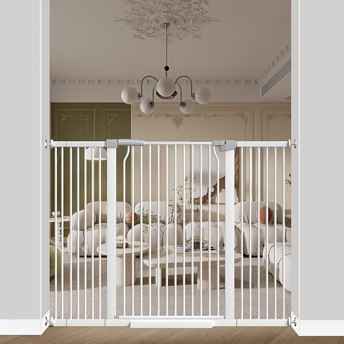 40.55" Extra Tall Baby Gate -49.2"-54.7" Extra Wide Baby Gate Pet Gate for Stairs and Doorways-1.37" Ultra Narrow Spacing Pressure Mounted Dog Gate with One-Handed Operation(49.2"-54.7")
