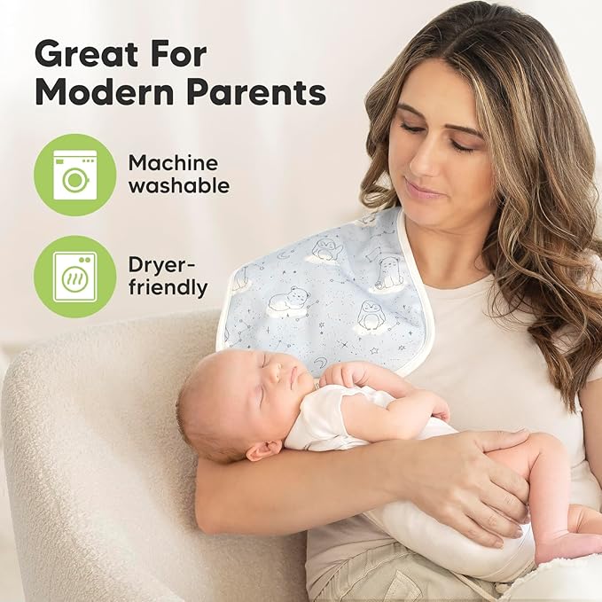 Organic Burp Cloths Baby Boy & Girl - 5-Pack Super Absorbent Cotton Burping Cloths for Babies, Soft & Plush Newborn Spit Up Rags, Infant Towels for Milk Spit Up, Unisex, Large 21" x 10"(Constellation)