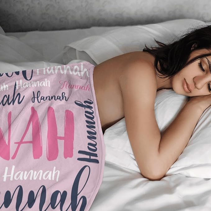 Personalized Custom Baby Blanket with Name for Girls Boys Kids Customized Flannel Blanket for Bed Nursery Room Baby Stroller