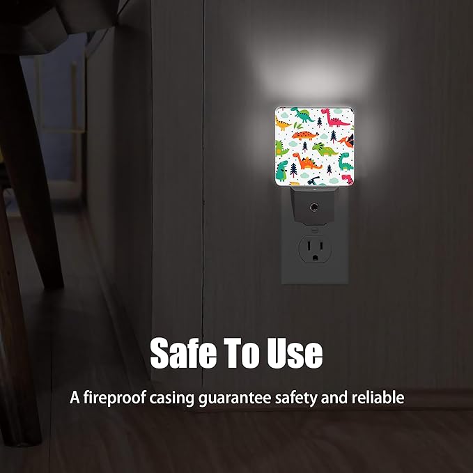 Colorful Dino Tree Night Light, Dusk to Dawn Smart Sensor Nightlight for Bedroom Bathroom Kitchen Hallway Stairs Hallway, Plug-in, Energy Efficient Decor Desk Lamp Gifts