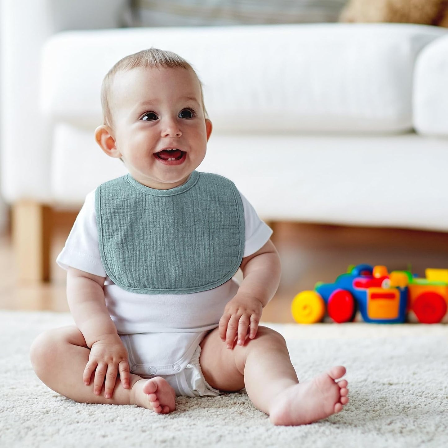 6-Pack Muslin Baby Bibs for Unisex Boys Girls, Cotton Baby Drool Bibs, Drooling and Teething Bibs for Infant