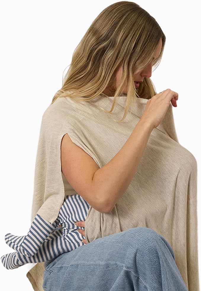 Solly Baby Nursing Cover, Ultra-Breathable, Lightweight Breastfeeding Cover-Up, Buttery-Soft Fabric, Universal Fit, Postpartum Essentials, Newborn Must Haves, Flax