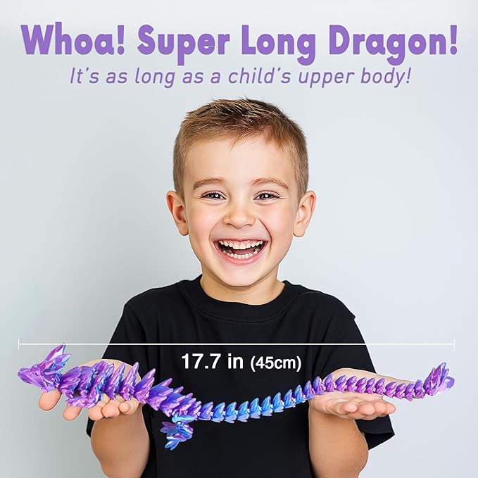 Large Dragon Eggs with Dragon Inside, 3D Printed Surprise Funny Gifts for Kids, Articulated Dragon Fidget Toys for Adults, Executive Desk Toys Office Room Décor (Gradient Light Purple-Red)