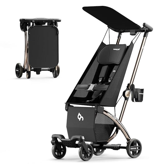 Beberoad Love R1 Auto-Folding Ultra Lightweight Travel Stroller for Airplane, Small Compact Strollers for Babies and Toddlers Aged 6-36 Months, Only 11.5 lbs, Can Combine into a Double Stroller, Black