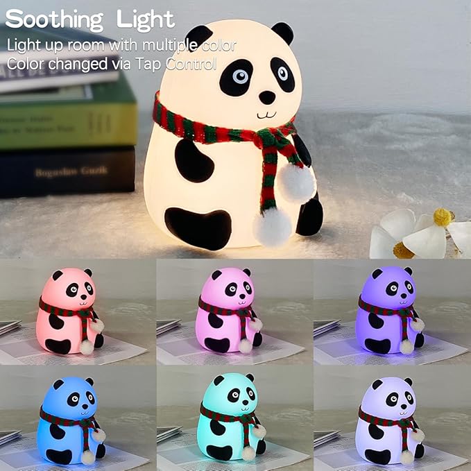 Kids Night Light Cute Panda,Silicone Nursery Lamp for Baby and Toddler,Animal NightLight for Boys and Girls,Squishy Night Light for Bedroom,Cute Lamp for Kids Room (Panda)