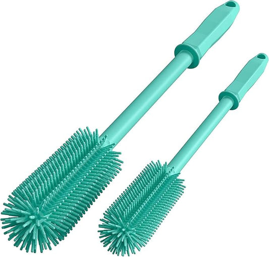 Long Silicone Bottle Cleaning Brush | 2 Pack| 16”+13”Water Bottle Brush Cleaner Brush for Hydro Flask,Glassware,Vacuum Sports Bottle&Vases,Silicone Water Bottle Cleaner Brush for Narrow Neck
