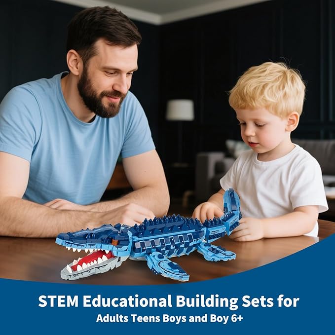 Mosasaur Dinosaurs Building Sets,805 Pcs Ocean Animal Building Toys,Sea Creatures Creativit Model Building Set,STEM World Park Building Kits,Office Home Decor Gifts for Adults,Teens and Kids