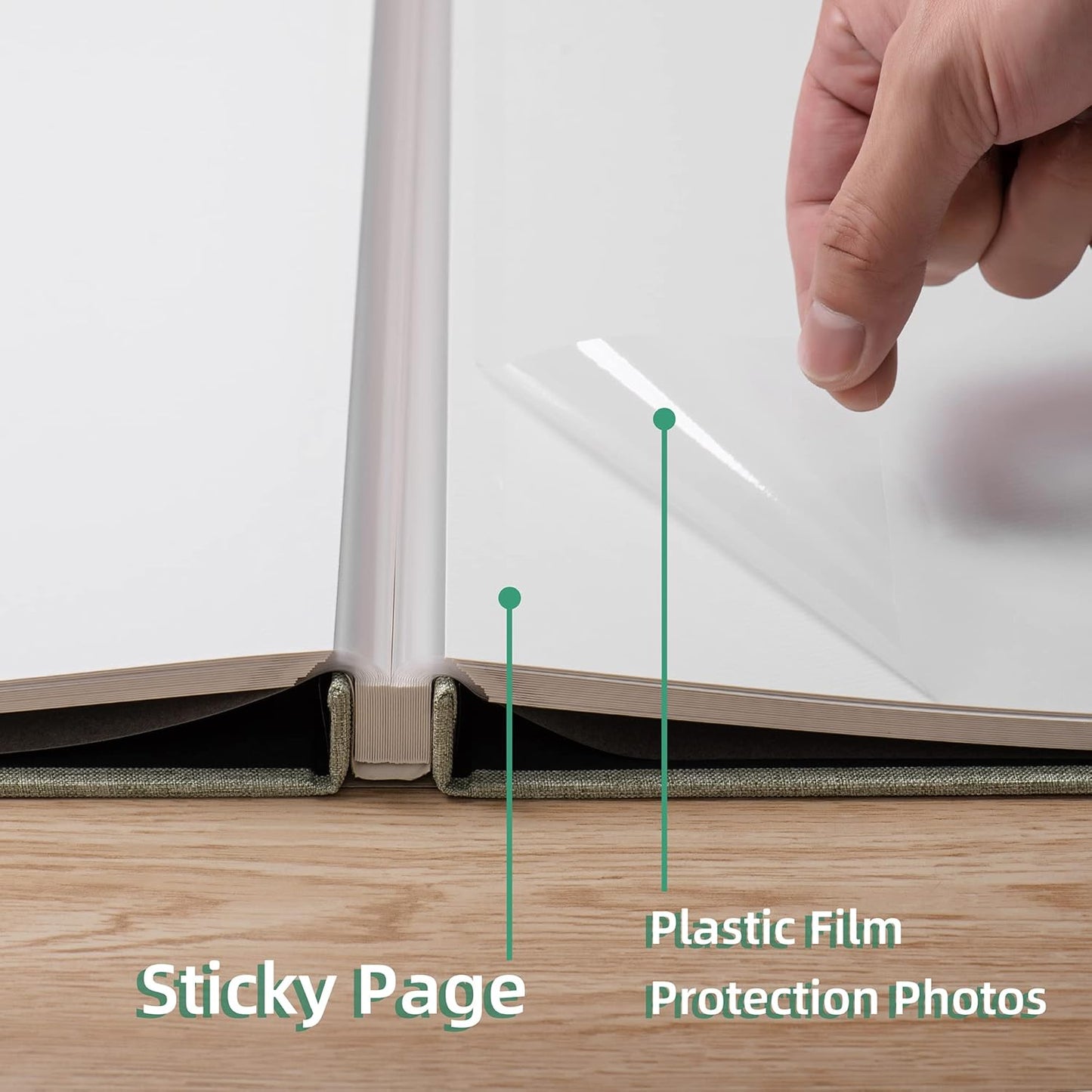 Large Photo Album Self Adhesive Scrapbook Album for 4×6 5×7 8×10 Pictures DIY Magnetic Linen Cover Album 60 Pages for Family Wedding Gifts with Metal Pen and Plastic Board