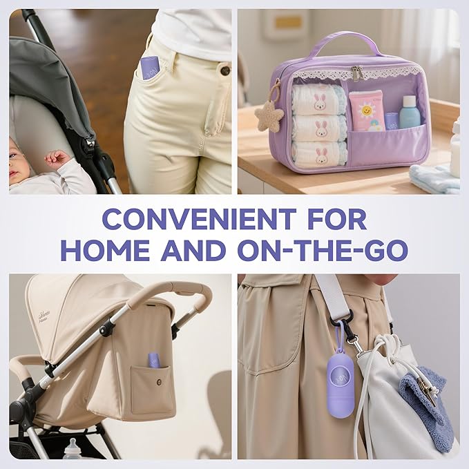 Disposable Diaper Bags with Handles 100 Count (4 Rolls), Unscented Leak-Proof Diaper Trash Bags & Sacks or Pet Waste Bag, Ocean Recycled Plastic