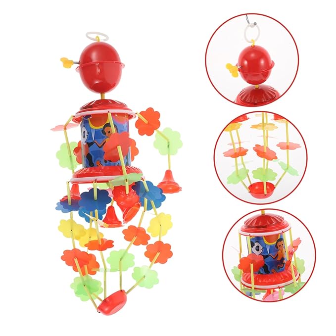 YARNOW Vintage Boy Girl Wind up Hanging Bell Toy Musical Bedside Crib Mobile for Boy Girl Retro Animal Neck Bell Wind Chime Engaging Music Instrument for Nursery Decor