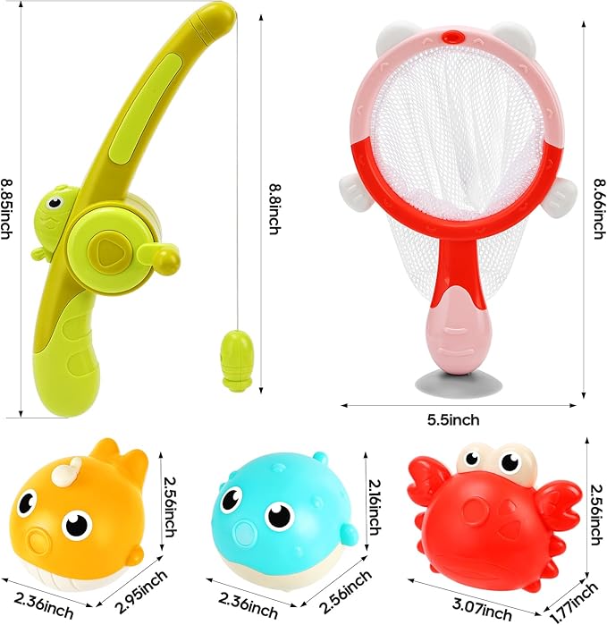 Light Up Bath Toys for Kids Ages 1- 3,7PC No Holes Baby Shower Bath Toys Set,Fun Magnetic Fishing Game Bathtub Toy,Birthday for Toddler Boys Girls 1 2 3 4 5 6 Old Year