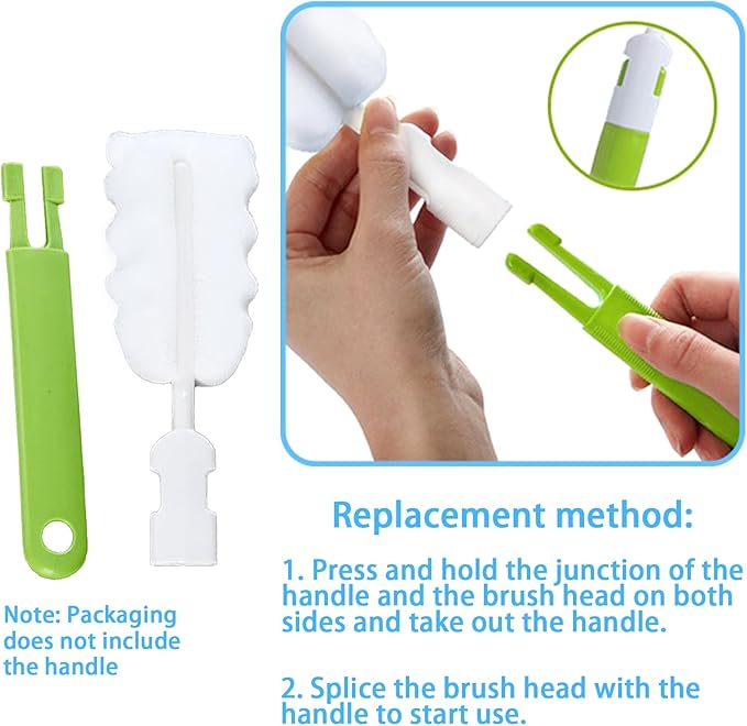 Bottle Brush Sponge Replacement Heads 12 Pack Durable Cleaning Brush Head Environmental Protection Cup Cleaner Brushes Refill Heads Without Handle (Sponge Brush Head 12PCS)