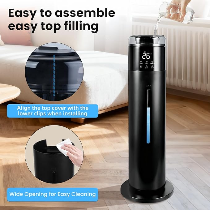 Large Humidifier for Bedroom, 8L/2.1Gal Ultrasonic Cool Mist, Remote control,Easy Clean with 350ML/H Large Mist Speed, Suitable for Kids Room Plant Yoga Study Room Office