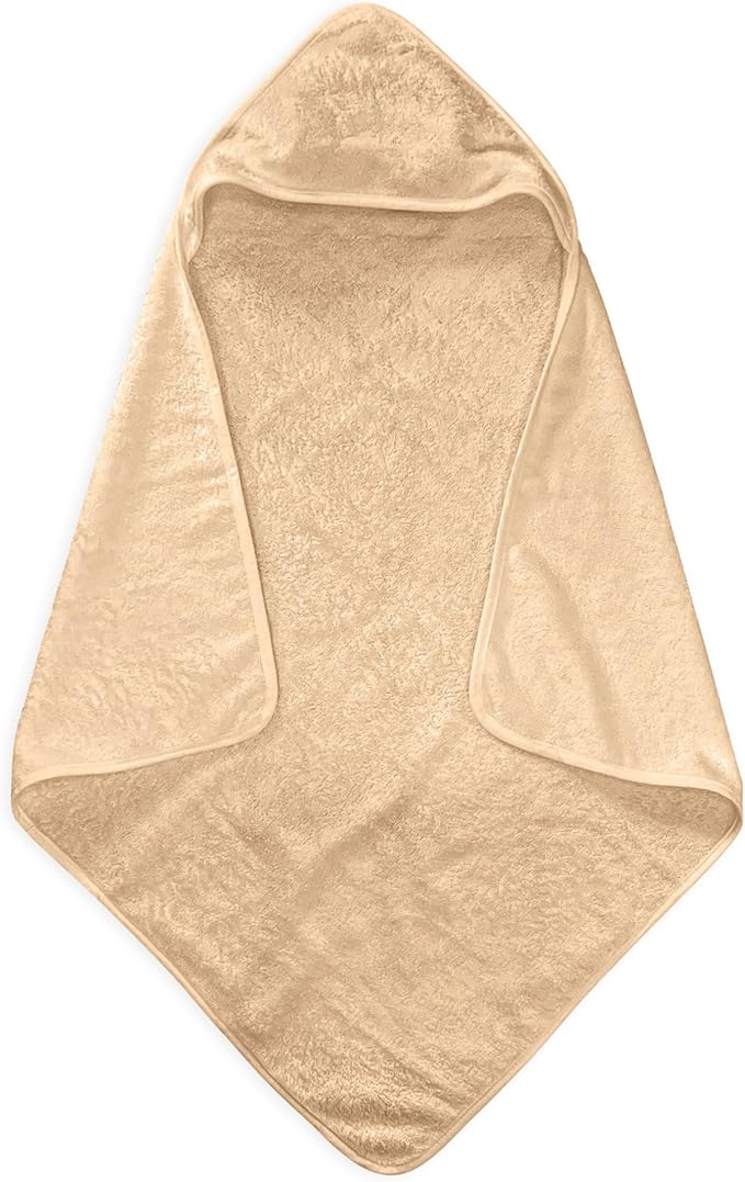 Pine & Palm Home Hooded Baby Towel – Turkish Cotton & Rayon from Bamboo, Soft & Absorbent, Quick-Dry | Neutral Newborn & Toddler Bath Towel | Gift-Ready Bag (Wheat)