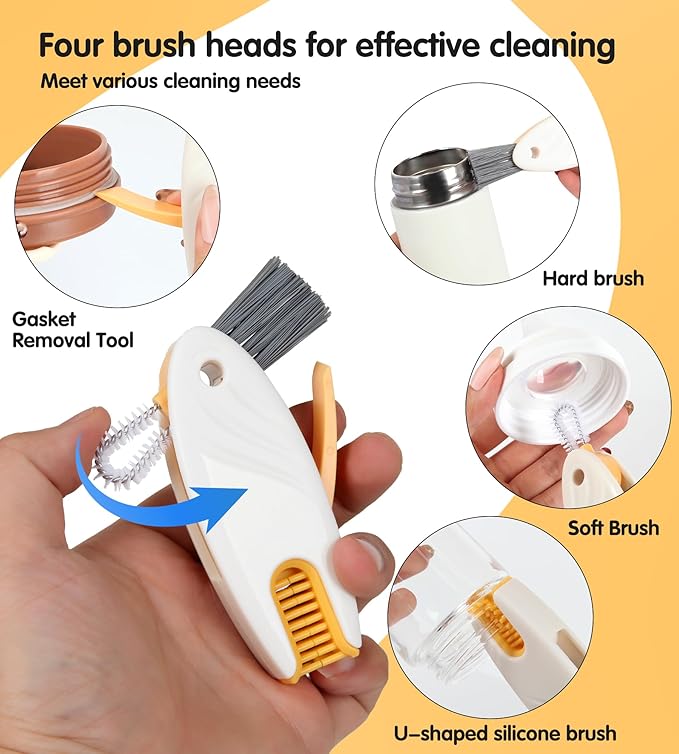 7-in-1 Bottle Cleaner Brush Kit, Long Handle Silicone Baby Bottles Cleaning Brush Set, 360° Flexible Multifunctional Water Bottle Washer for Baby Bottles, Breast Pump, Spout, Nipple & Straw