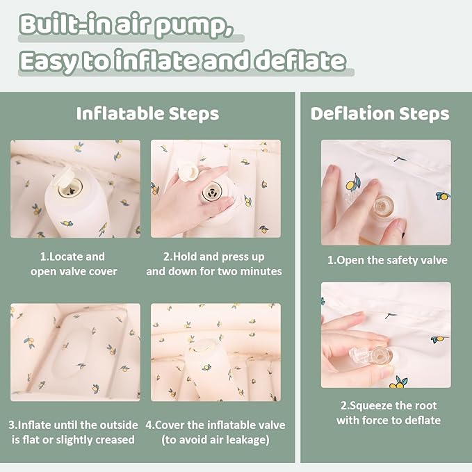 Inflatable Baby Bathtub with Built-in Air Pump, Portable Bathtub for Babies 1-5 Years Old, Small Ball Pool, Foldable Bath Tub for Travel, 30.7 x 14.6 Inch (Orange)