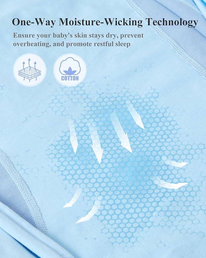 Swaddle for Newborns, Baby Swaddles 0-3 Months 5-13lb, Arms Up Swaddle 0-3 Months Newborn with Moisture-Wicking Fabric, Promotes Healthy Hip Development, 2-Way Zipper & Foot Buttons, 1Pack,Blue