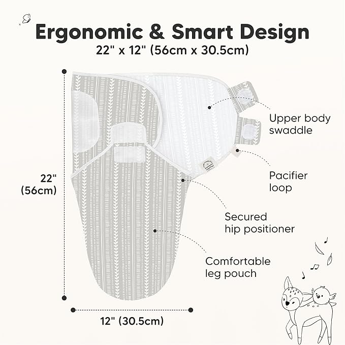 KeaBabies 3-Pack Organic Baby Swaddle Sleep Sacks - Swaddles for Newborns, Infant 0-3 Months, Baby Girls, Boys, Soft & Snug Newborn Sleep Sack, Nursery Swaddling Blankets (Prairie)