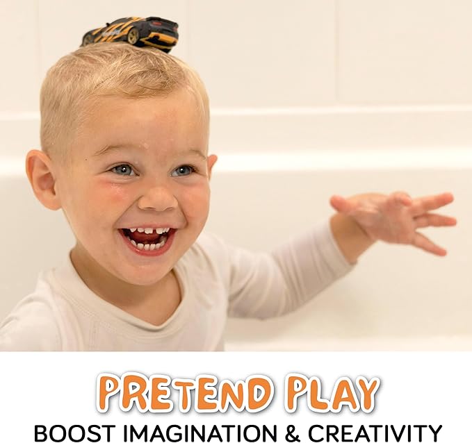 SplashEZ Race Cars Bath Toys | Mold Free Bath Toys for Kids & Toddlers with No Hole for Water | Cars Set Ideal Size for Little Hands | Safe, Durable for Baby Tub Pool Fun for Boys Girls Ages 0 & Up