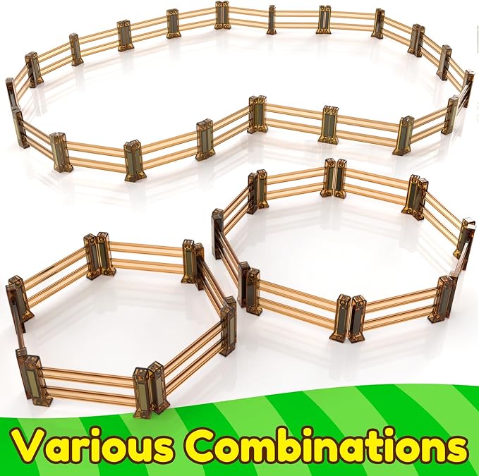 Oriate Farm Animals Fences Magnetic Tiles, 18pcs Magnet Fencing Compatible Garden Farming Zoo Dinosaur, Kids Magnetic Structural Construction Magnets Tile Building Blocks Toys Accessory